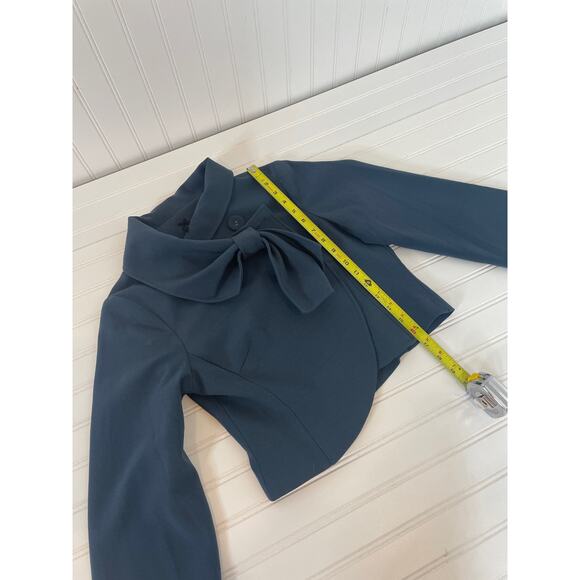 Lapis Grayish Blue Bow Collared Long Sleeve Cardigan Size XS - Picture 4 of 7